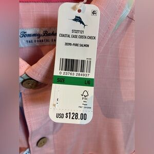 Tommy Bahama Men's pure Salmon shirt Button Down Shirt.